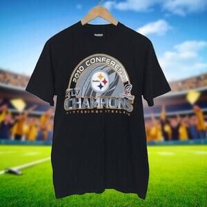 Pittsburgh Steelers Men's Medium 2010 Super Bowl T-Shirt 100% Cotton Reebok AFC